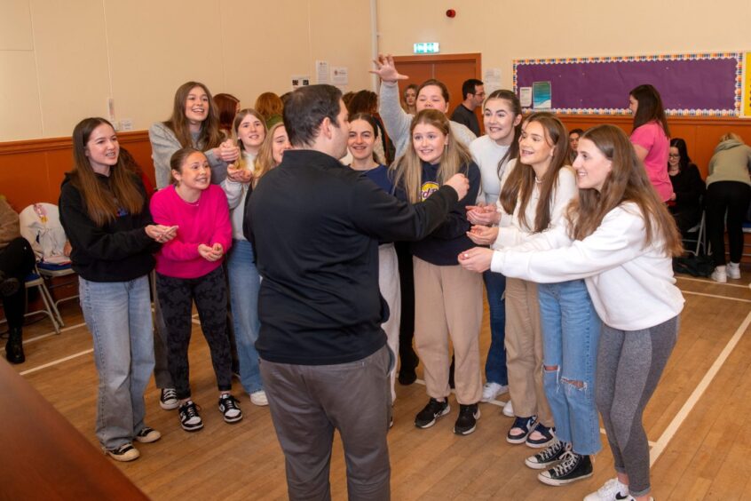 The cast of Scrooge during rehearsals