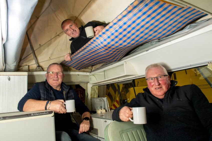 Jimmy, Richard and Ian Stuart in their Bedford Dormobile