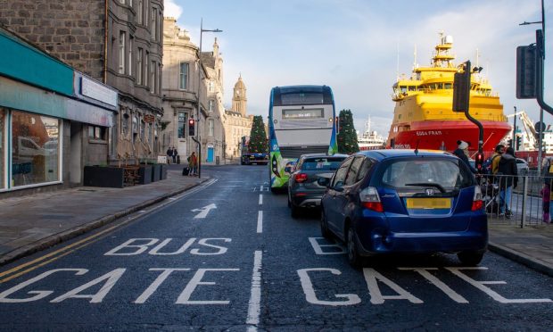 More than 22,000 warning letters were sent to rulebreaking drivers in the first 40 days of the new Aberdeen bus gates. Image: Kath Flannery/DC Thomson