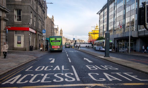 The Aberdeen city centre bus gates were introduced using experimental rules that allow little prior consultation. Image: Kath Flannery/DC Thomson