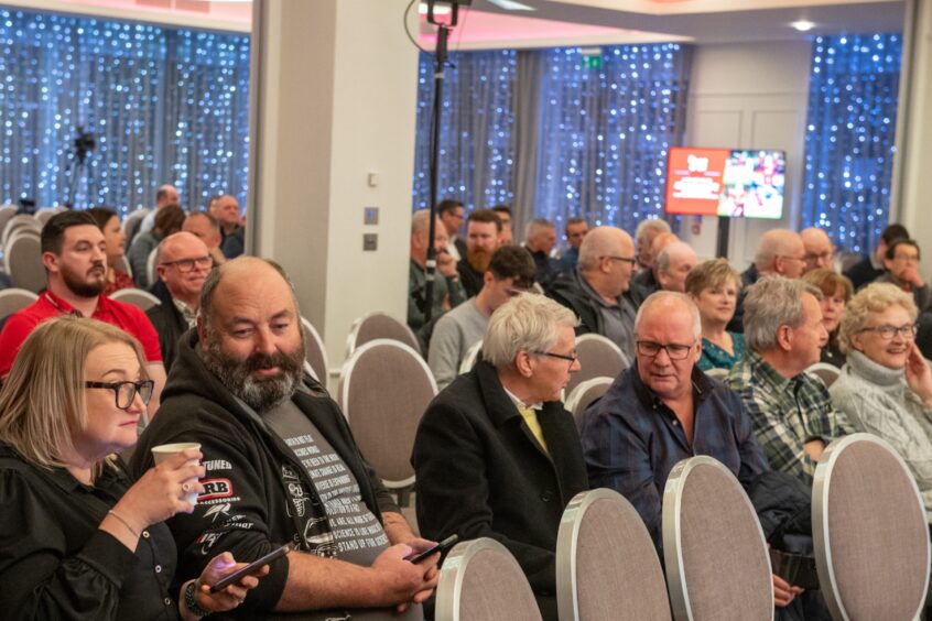Some of the audience at the Chester Hotel ahead of The Press and Journal/Evening Express subscribers' event reflecting on Aberdeen's 2007/08 Uefa Cup run. Image: Kami Thomson/DC Thomson.