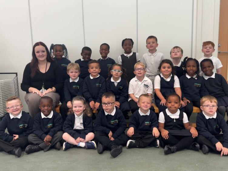 P1CA at Kaimhill School with their teacher Miss Adams.