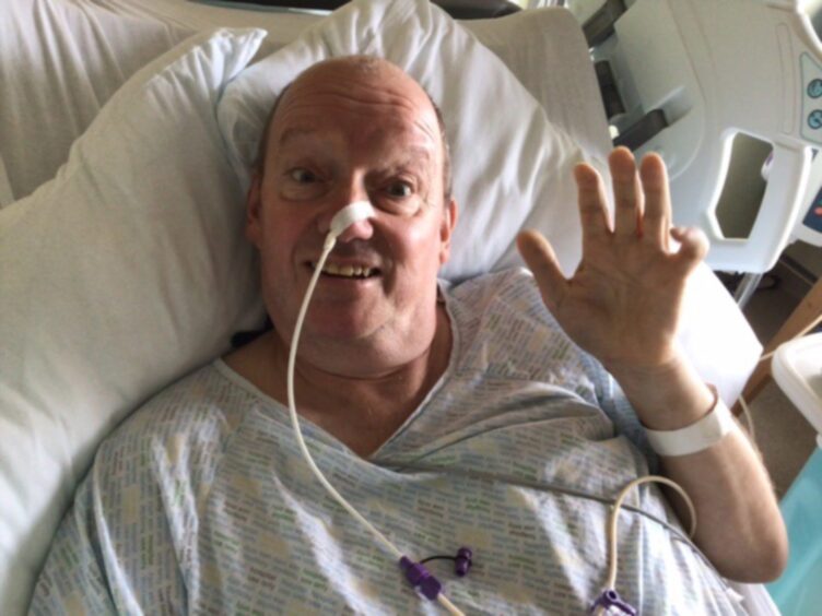 Drumoak cyclist Kev Mcphee-Smith in hospital after his A93 cardiac arrest.