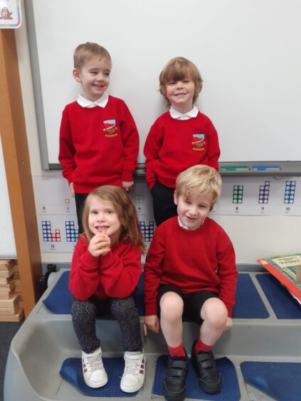 Four pupils in P1 at Kinlochleven