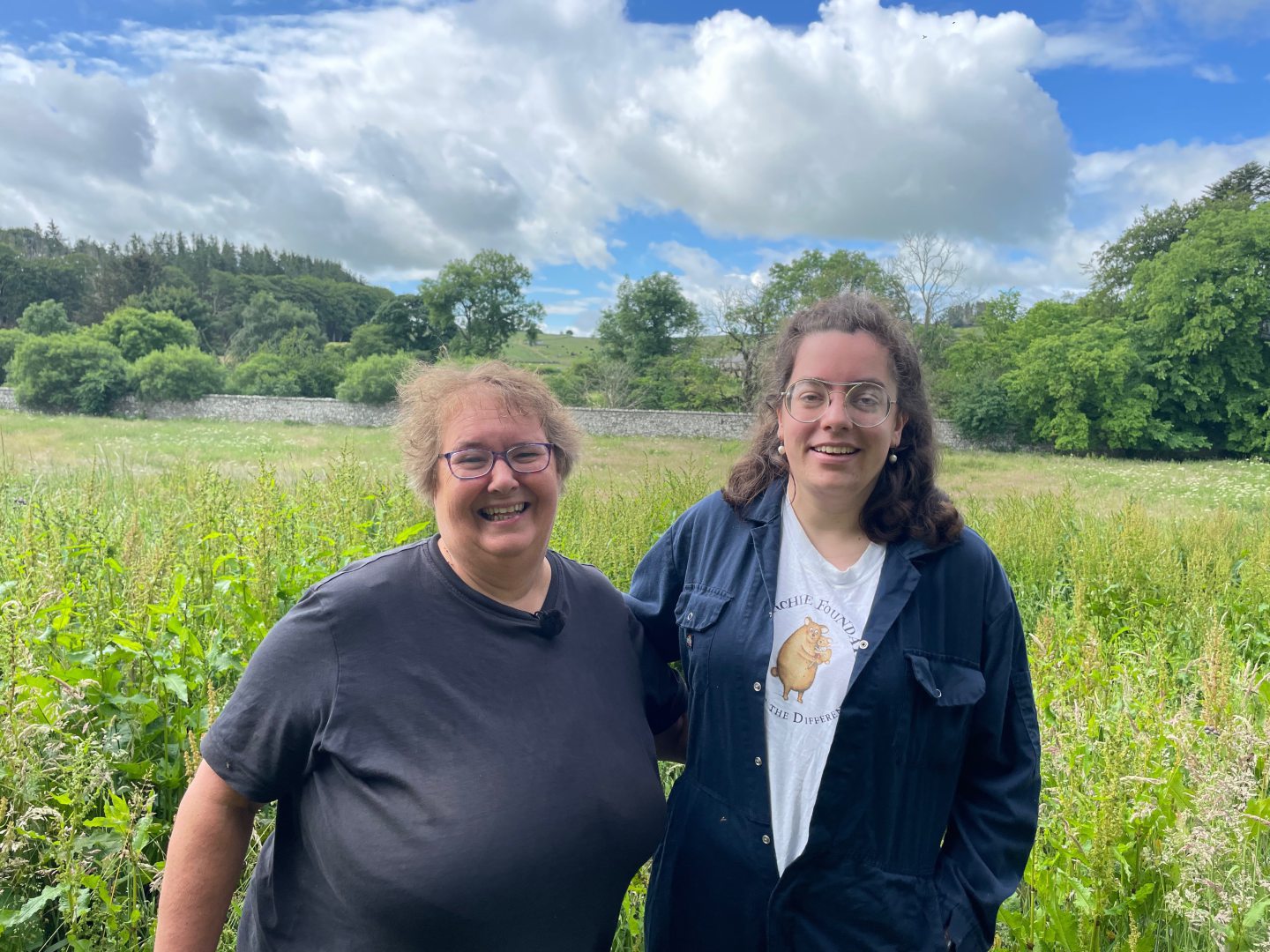 Aberdeen archaeologist Ali Cameron with Alice Jaspars on site in search of the missing Deer Monastery in Buchan.