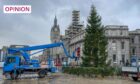 Aberdeen's Christmas tree being setup at the Castlegate