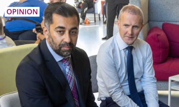 First Minister Humza Yousaf and Health Secretary Michael Matheson during a September visit to the Thistle Foundation in Edinburgh. Image: Robert Perry/PA Wire