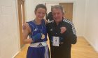 New Scottish female 60kg Elite Development champion Mary MacGillivray with Inverness City ABC head coach Laurie Redfern.