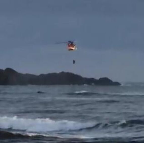 A fisherman was airlifted to safety following his boat being capsized in Portlethen. 