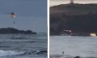Increible moment a fisherman was airlifted to safety in Stonehaven.