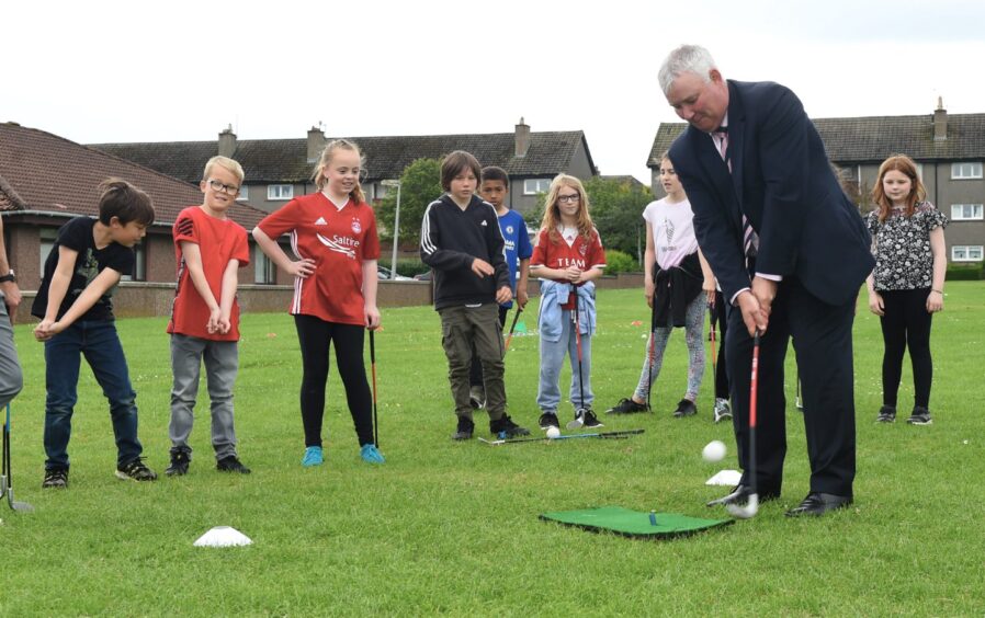 Practice makes perfect. Alistair Robertson is preparing for more time at the tee as he plans his retirement from Sport Aberdeen. Image: Heather Fowlie/DC Thomson