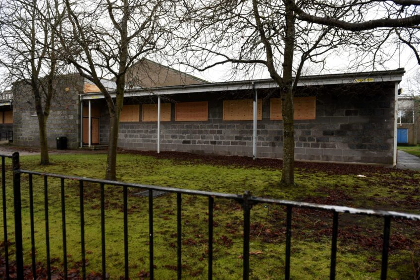 Hazlehead swimming pool, boarded up in 2017. Image: Kenny Elrick/DC Thomson