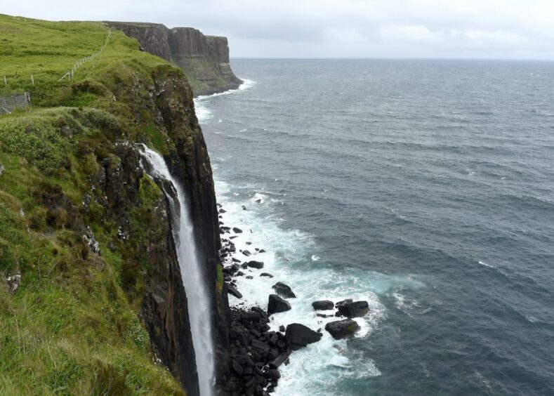 the Kilt Rock geological feature on the east coast of Skye near Staffin.