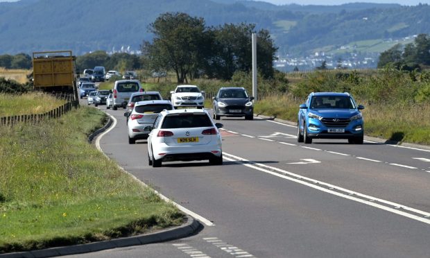 Traffic on the A96 near the Balloch junction.