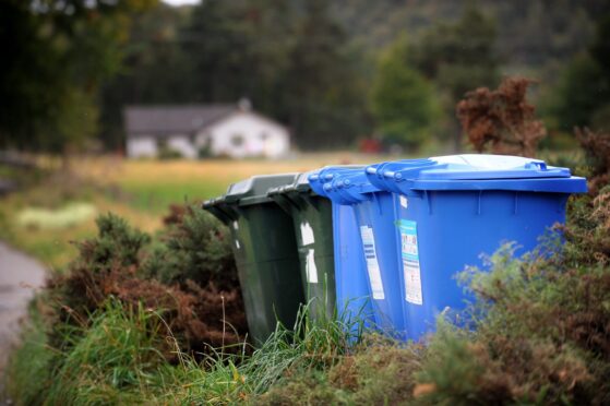 Photograph by Sandy McCook, Inverness 20th Sept '10

Blue wheelie bins, as her in Farr, Inverness-shire, may have to be removed from service following an EEC ruling over waste collection.