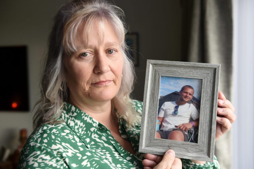 Eileen More lost her son Fraser, 25, to suicide in April 2021. Image: Sandy McCook/DC Thomson