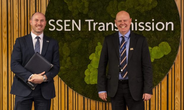 SSEN Transmission managing director Rob McDonald, right, with Energy Cabinet Secretary Neil Gray.