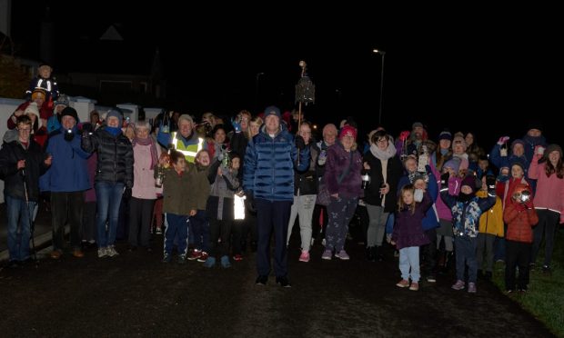 Crowd at previous lantern walk in the dark.