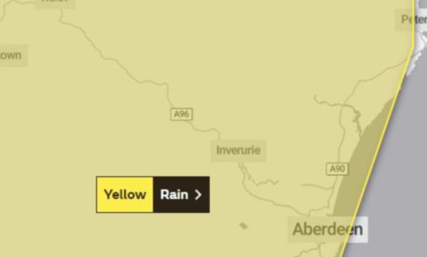 Yellow weather warning issued by Met Office.