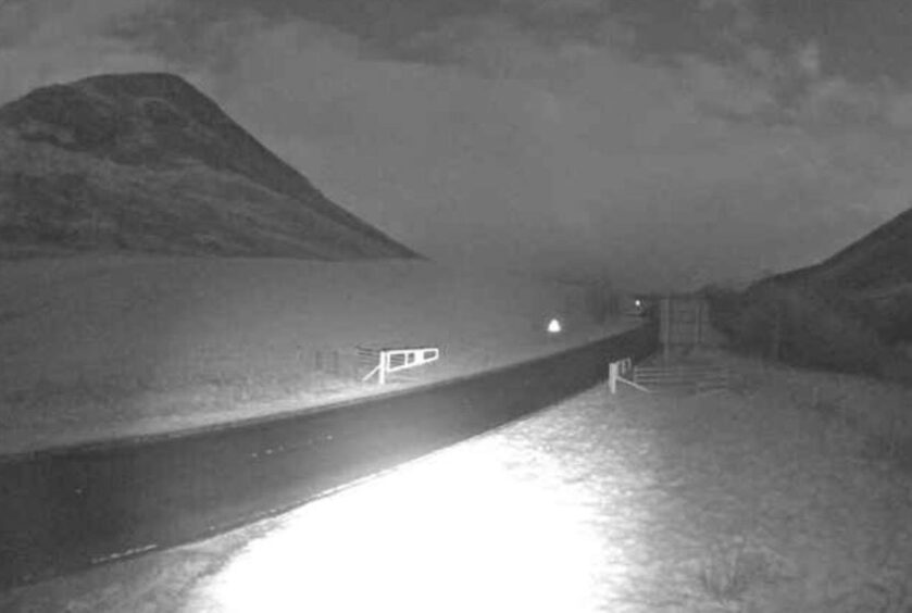 Snow gates at Spittal of Glenshee.