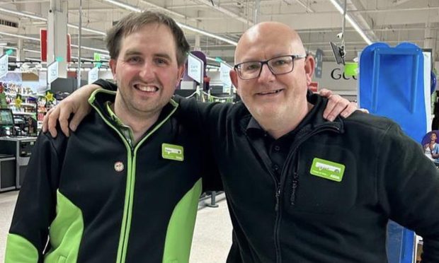 Stephen Brown (L) with store manager Grant McHardy. Image: Asda.