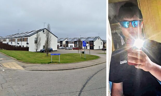 Taylor Lamb unleased a catalogue of violent abuse at Byron Court, Aberdeen. Images: Google Street View/Facebook