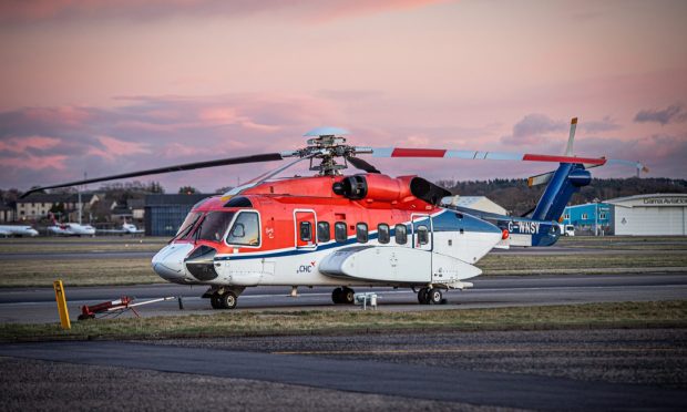 A CHC Scotia helicopter in January 2023,