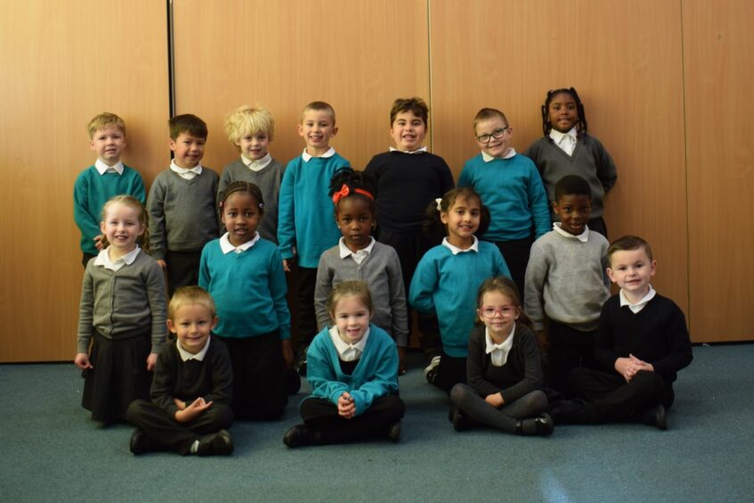 Mrs Dow's Class P1KD, First class of 2023, at Walker Road School in Aberdeen.