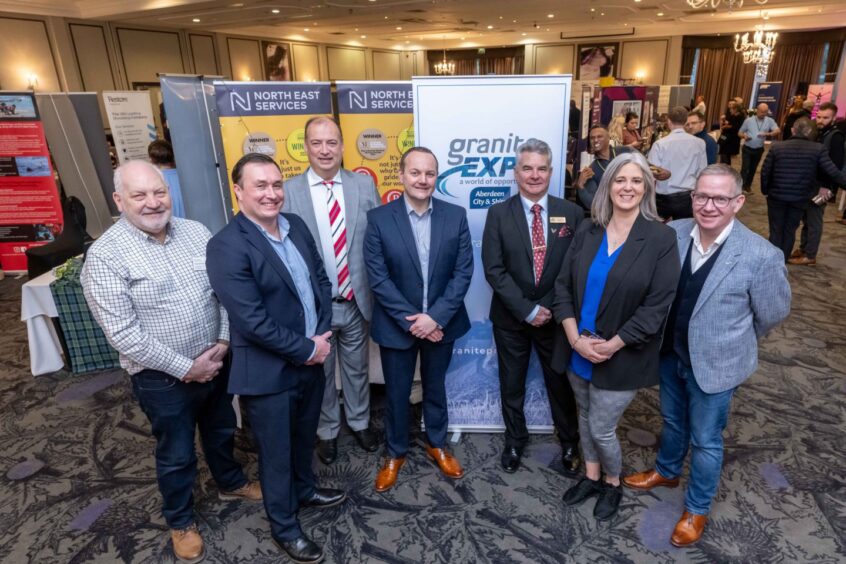  Brian Johnstone, (Carbon Zero), Michal Silva (Page Break Media), Brett Jackson (Granite PR), Craig Walker (The Press & Journal/EveningExpress), Gary Pinchen (Ardoe House Hotel & Spa) and Stacy Edghill (Hibiscus Media & Events).