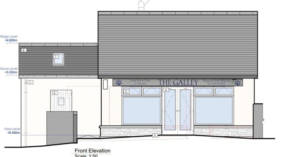 Drawing impression of changes to Galley Fish and Chip Shop.
