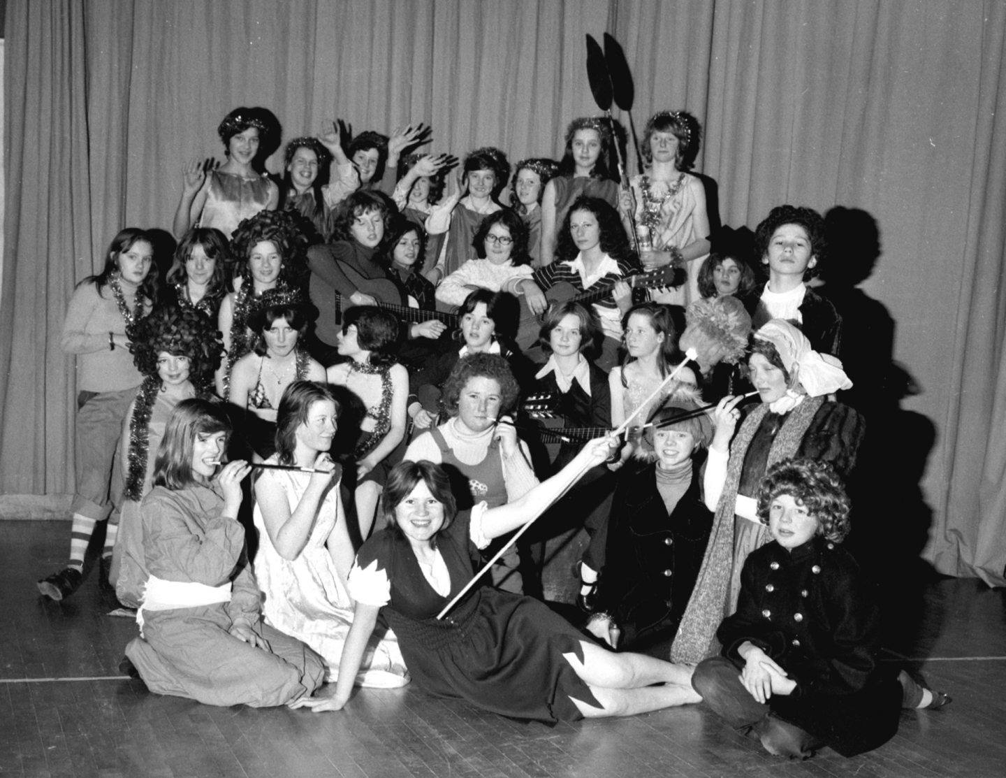Taking a break from rehearsals were these Summerhill Academy pupils who were staging their version of Cinderella in December 1976.