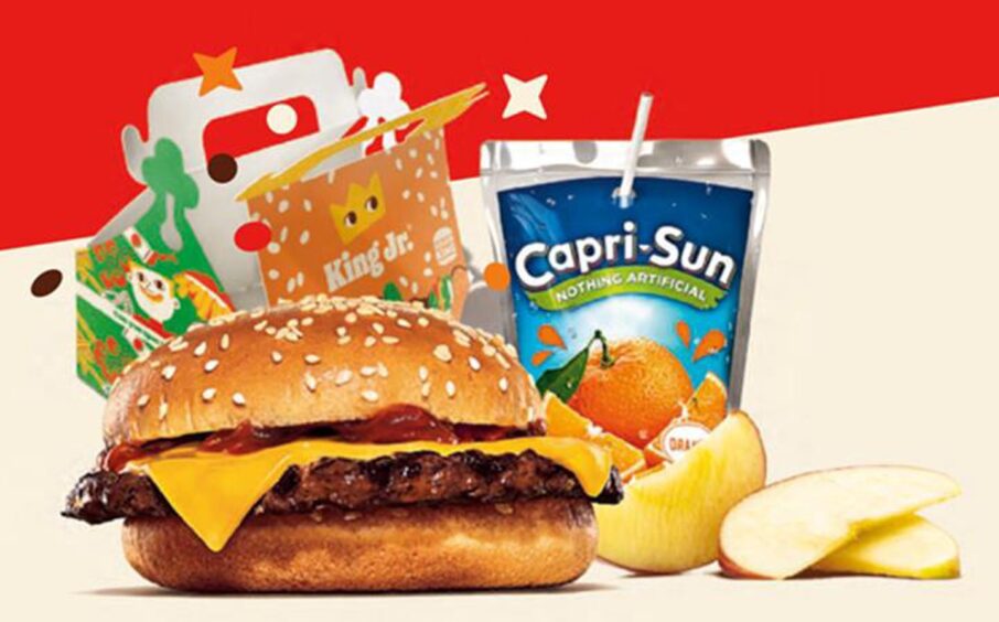 Burger King kids meal featuring cheeseburger, apple slices and Capri-Sun, which will only cost £1 across Aberdeen, Elgin and Inverness until December 21.