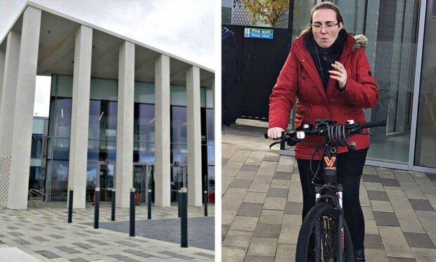 Banned driver Jennifer Strachan left court on a bicycle after being sentenced for drug-driving Image: DC Thomson