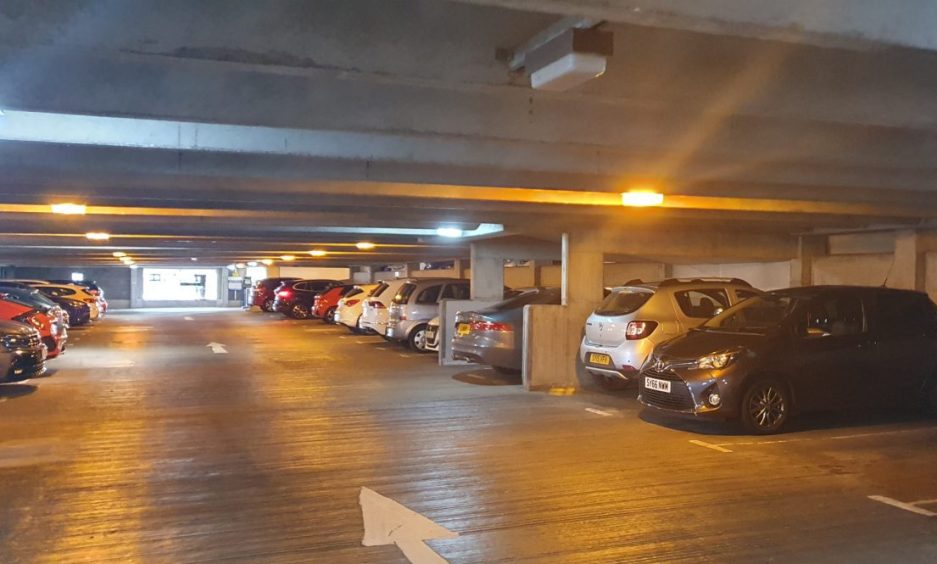 Inside St Giles Centre car park.