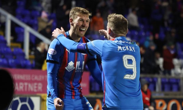 Caley Thistle's David Wotherspoon, left, with fellow forward Billy Mckay.