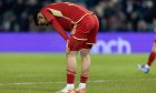 Aberdeen's Bojan Miovski looks dejected after missing a penalty during the 2-0 Premiership loss to Hibs