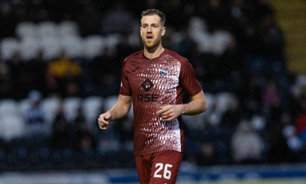 Jordan White in action against St Mirren. Image: SNS