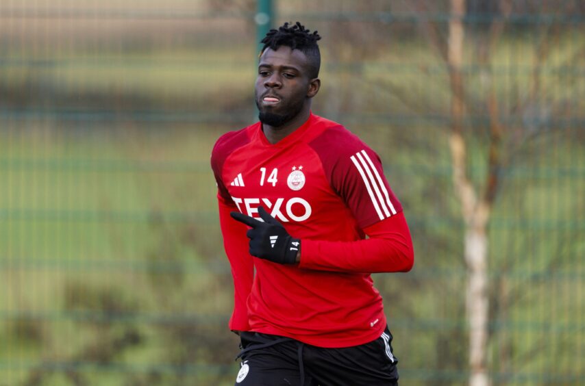 Pape Gueye at Aberdeen training. 