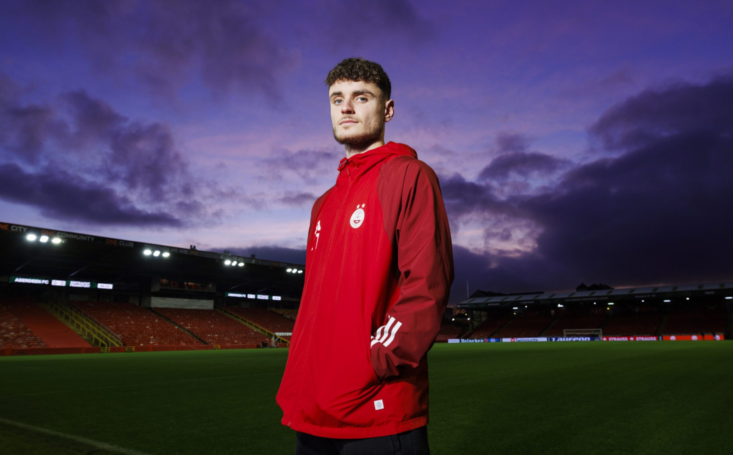 Dante Polvara pictured at Pittodrie ahead of the clash with Eintracht Frankfurt. Image: SNS 