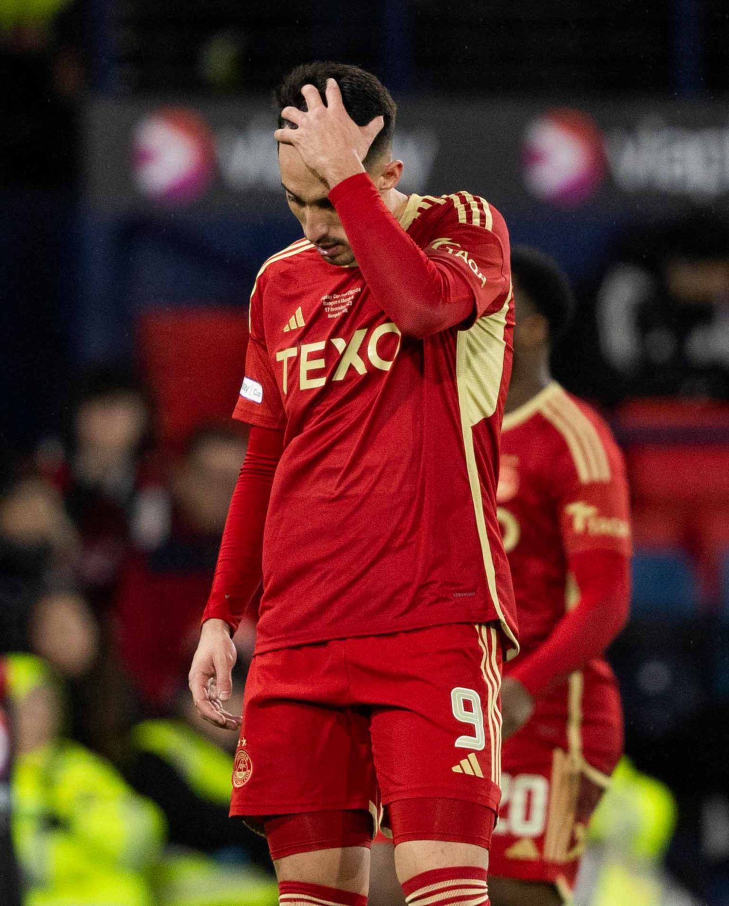 Aberdeen's Bojan Miovski running a hand through his hair