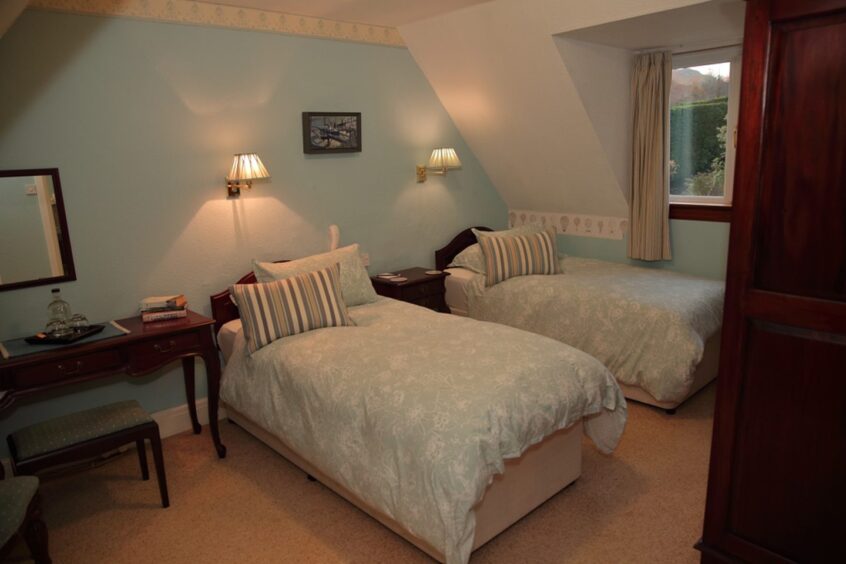 A cosy twin room at the Glenfinnan hotel.