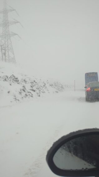 Snowy conditions on the A9 amid Storm Gerrit.