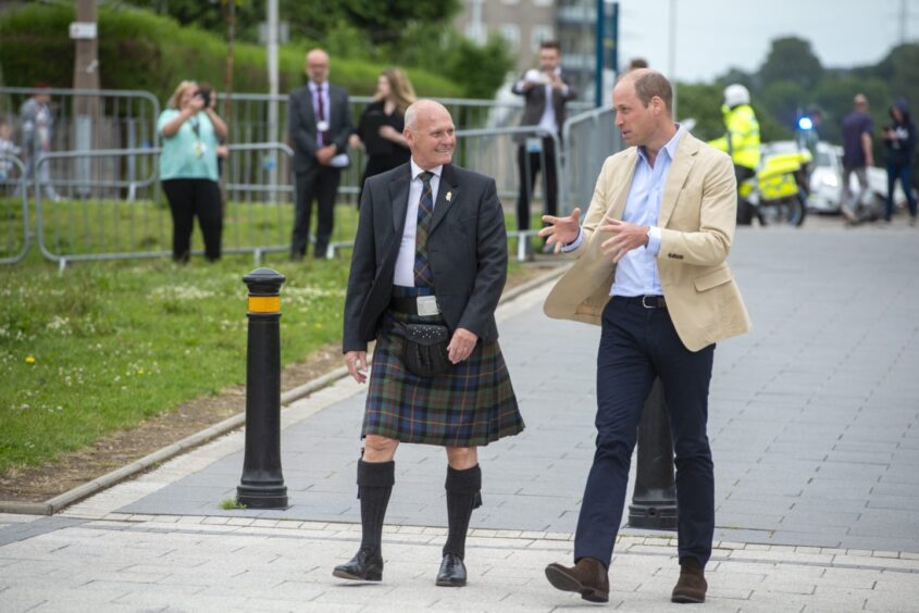 The lord-lieutenant's uniform had not arrived when Prince William visited Aberdeen in September 2022, so he wore his kilt. Image: Aberdeen City Council