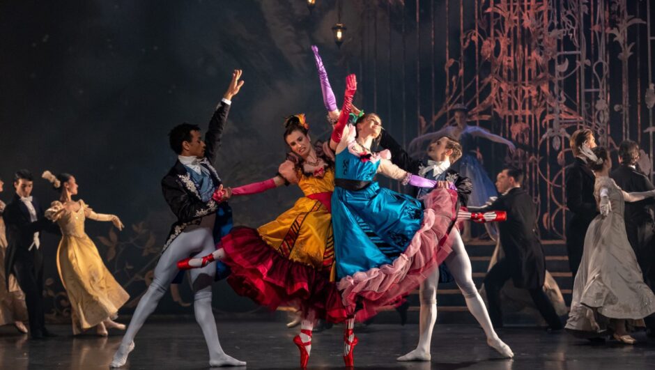 Dancers on stage during a performance of Cinders!