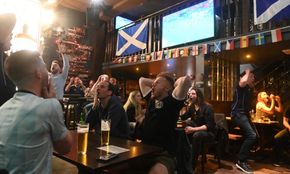 Scotland fans at McGinty's during Euro 2020 match against England.