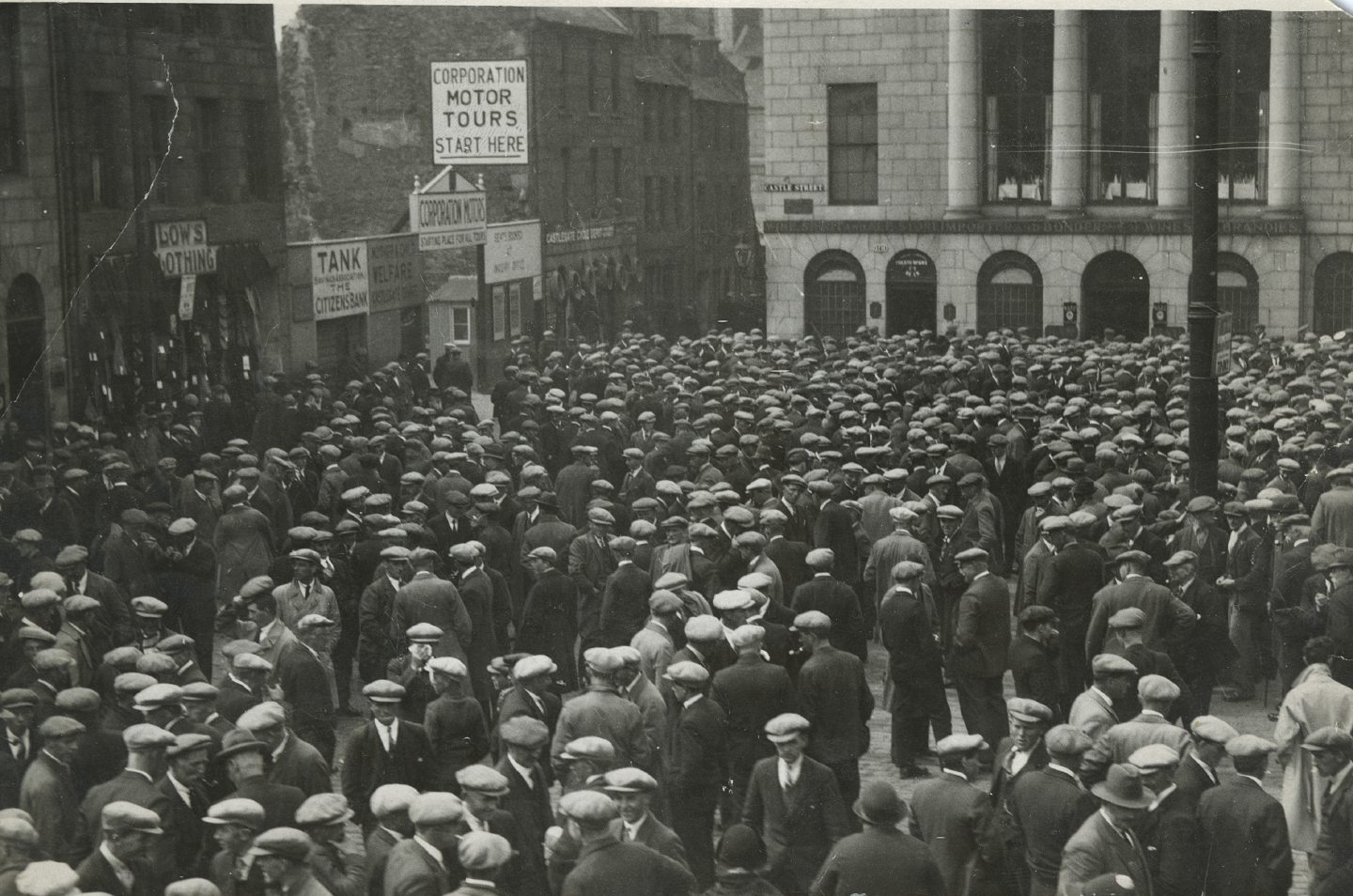 1962: Muckle Friday on March 8 at the Castlegate in Aberdeen where farmers hired workers for the coming season on this ancient market day.