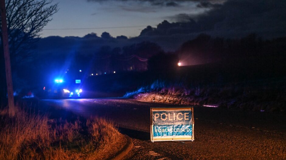Road closed sign blocks the A92.