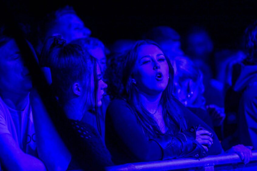 Fans in the crowd cheer as The View performs in Aberdeen.