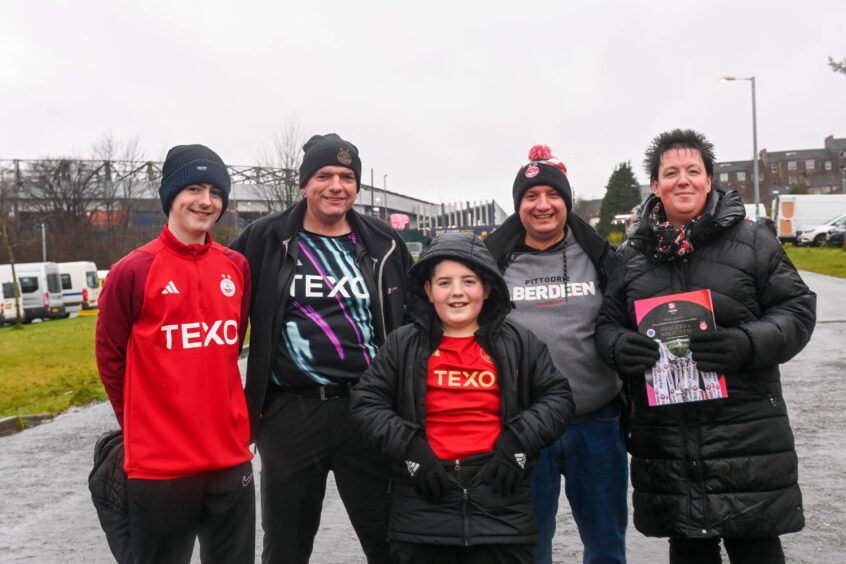 Family of Aberdeen supporters ahead of the Viaplay Cup final.
