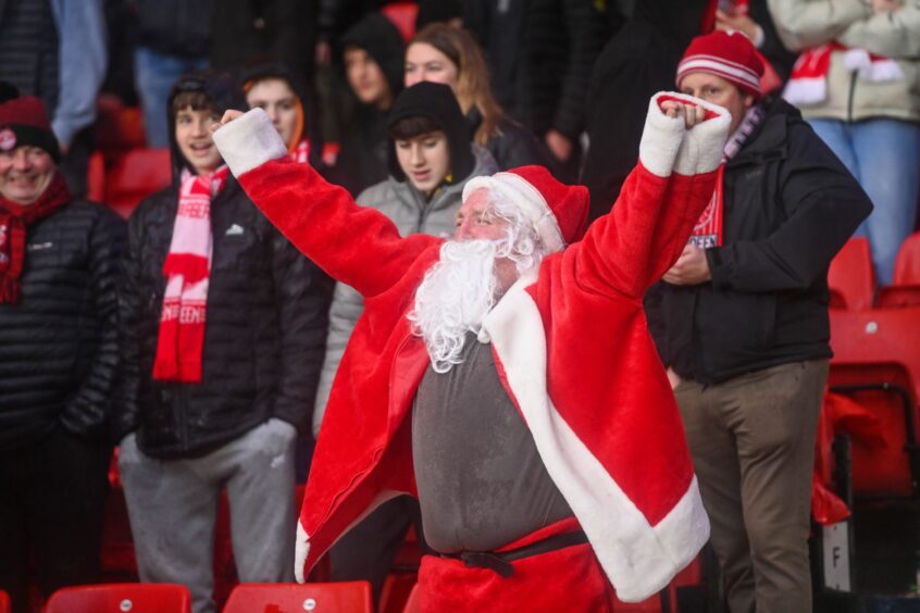 Aberdeen fan dressed as Santa at Hampden.